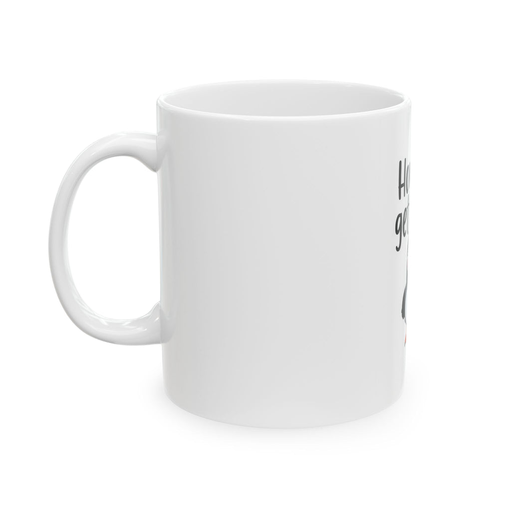 Newfoundland Puffin Mug — "How's Ya Gettin' on B'y?" Ceramic Coffee Cup (11oz)