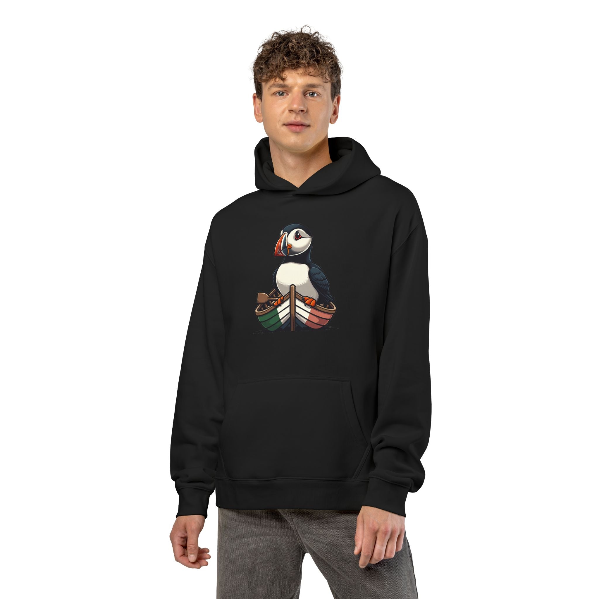 Puffin Rowboat Hoodie — Cute Nautical Puffin Graphic Hoodie