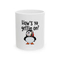 Newfoundland Puffin Mug — "How's Ya Gettin' on B'y?" Ceramic Coffee Cup (11oz)